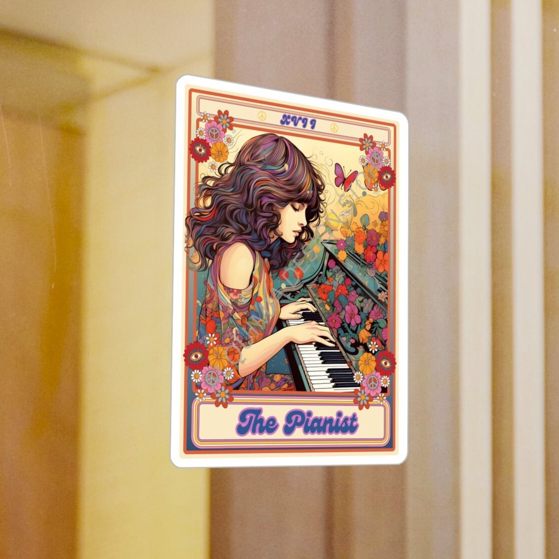 The Pianist Tarot Card Sticker, Piano Player 3" x 4"