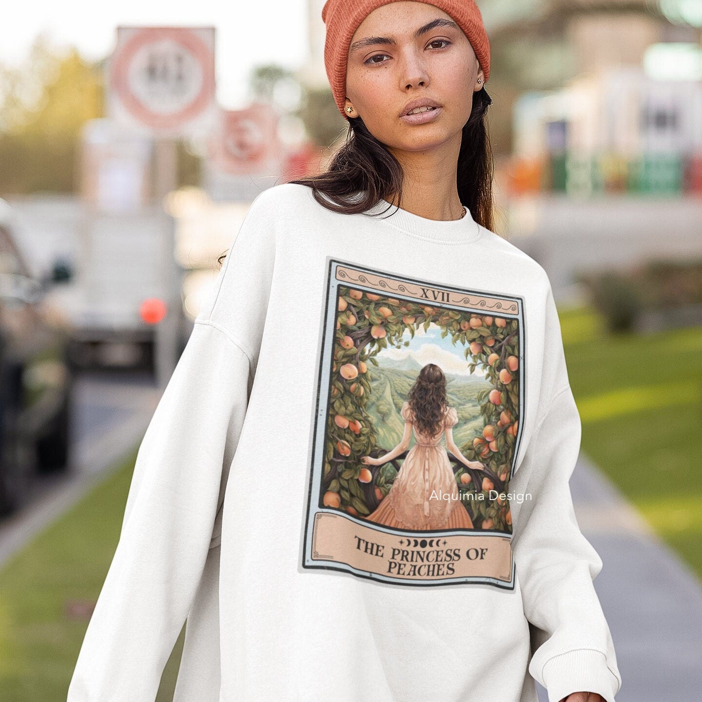 The Princess of Peaches Tarot Card Sweatshirt, Peach Lover