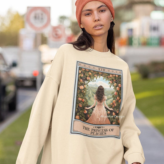 The Princess of Peaches Tarot Card Sweatshirt, Peach Lover