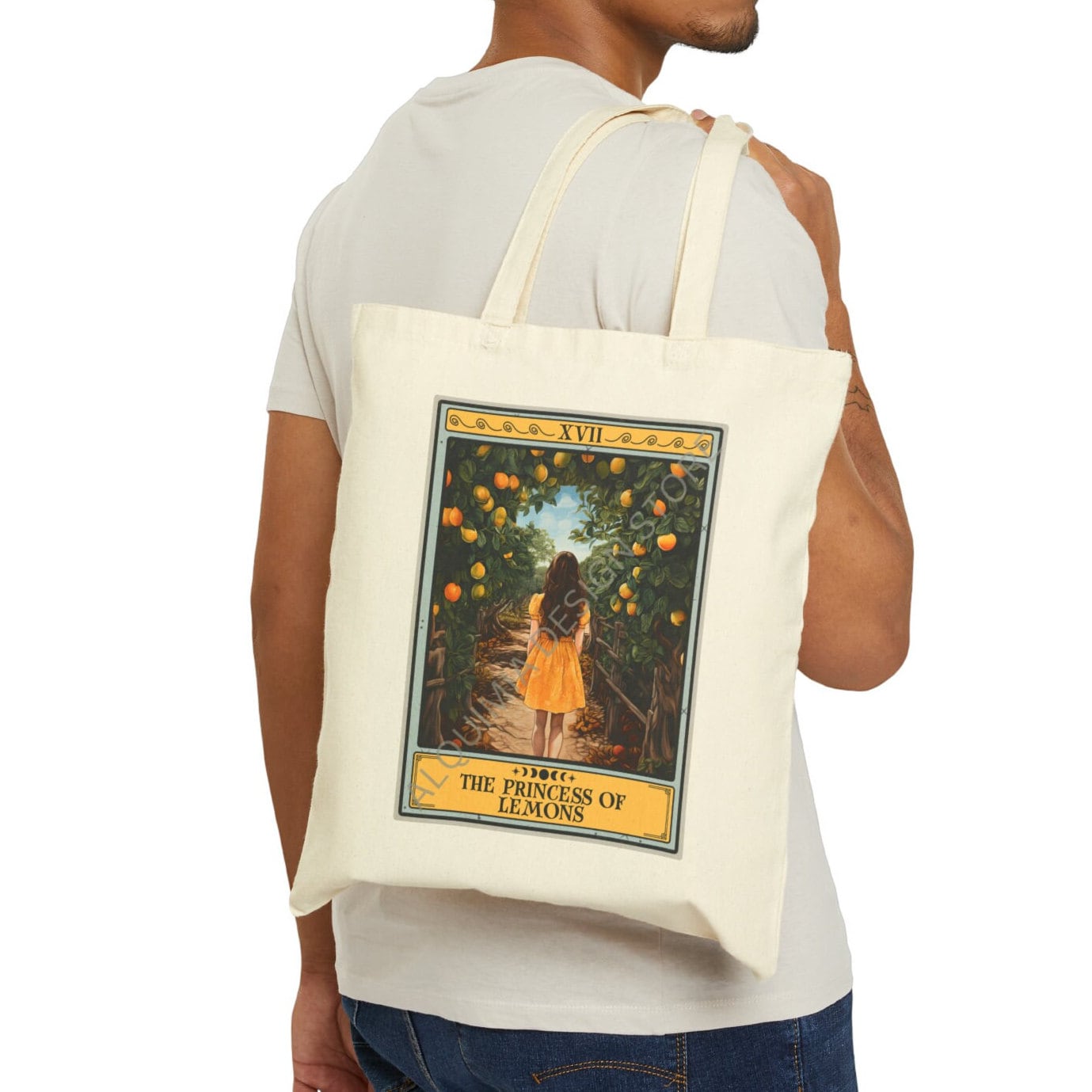 The Princess of Lemons Tote Bag, Lemon Lover 15" x 16"