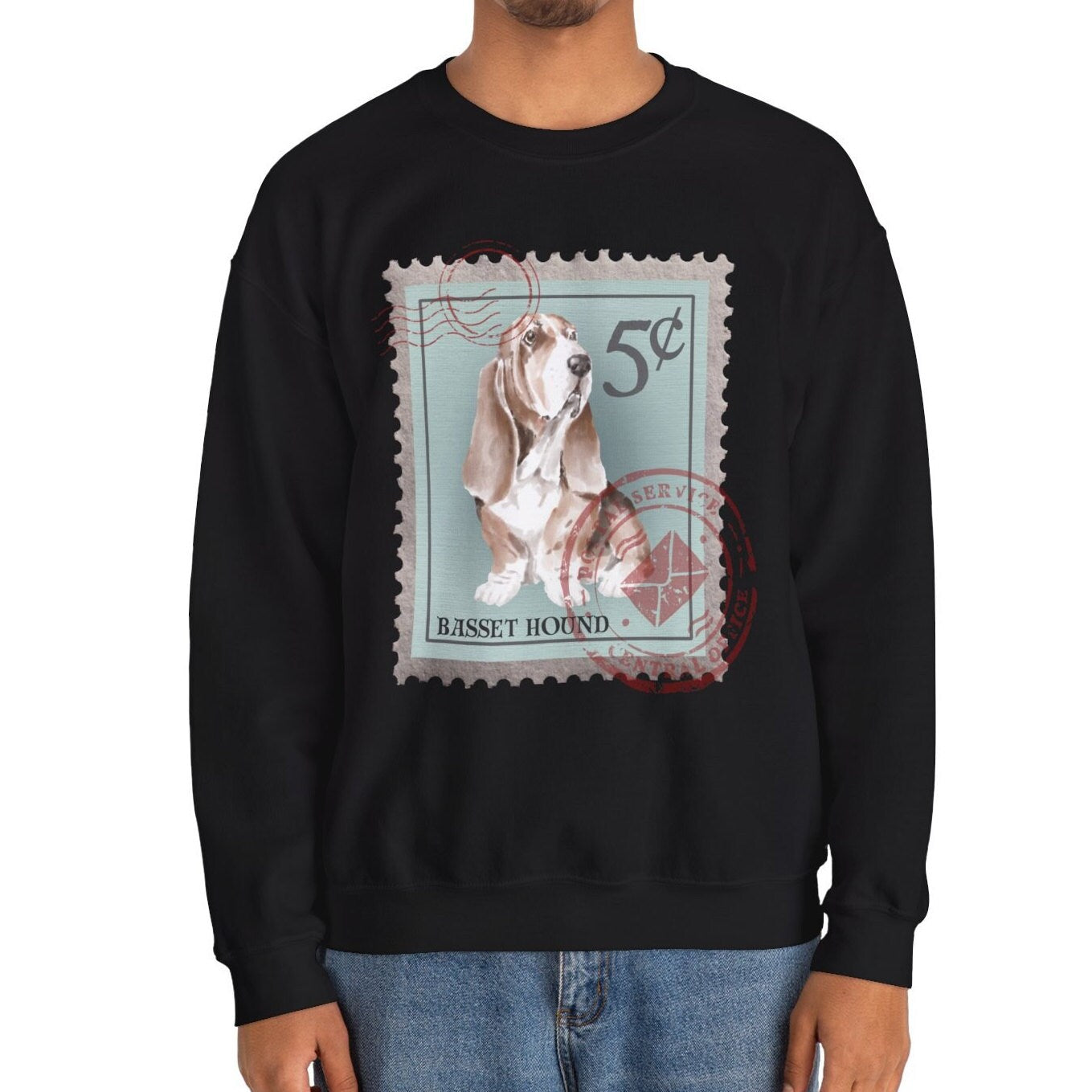 Basset Hound Post Stamp Sweatshirt