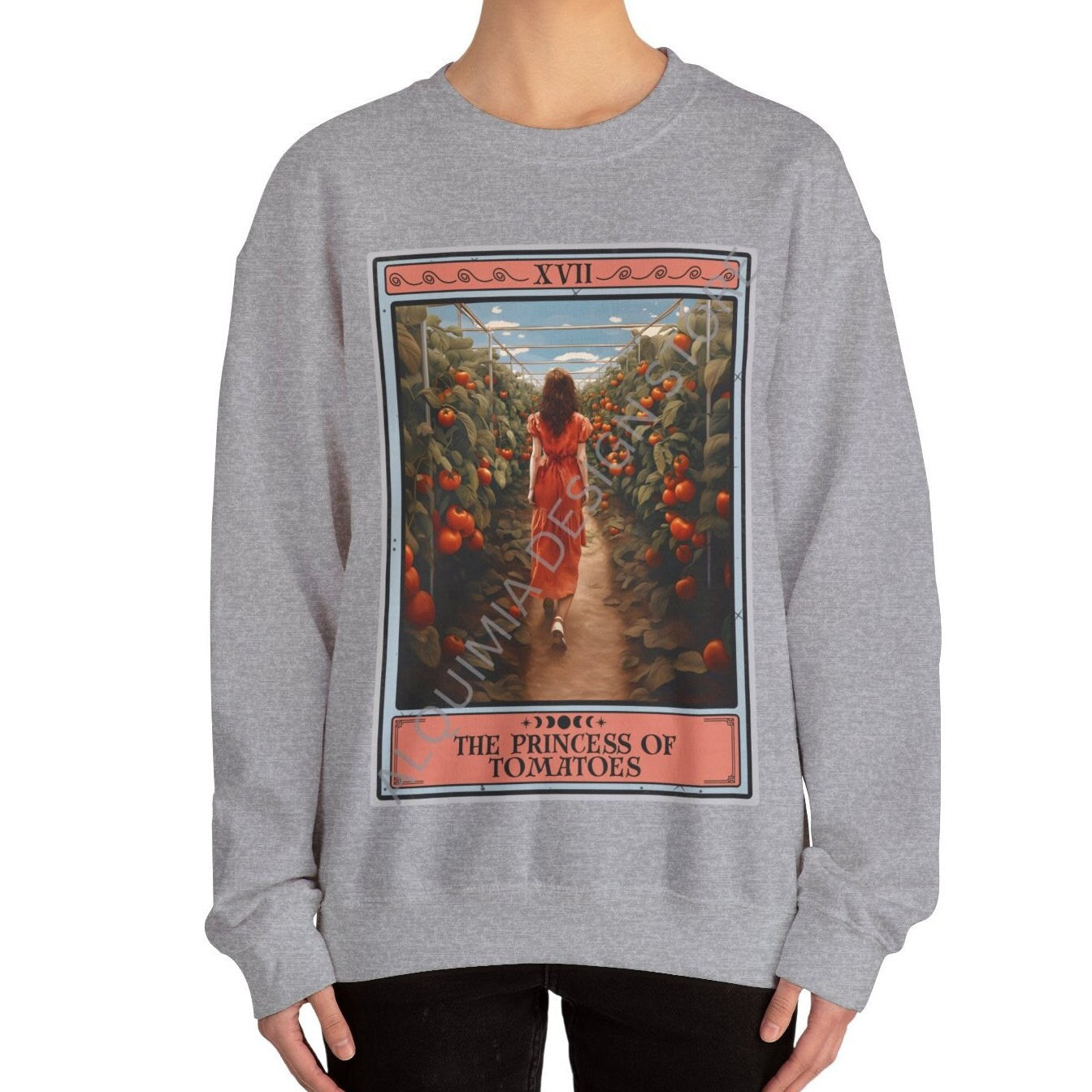 The Princess of Tomatoes Tarot Card Sweatshirt, Tomato Vegan