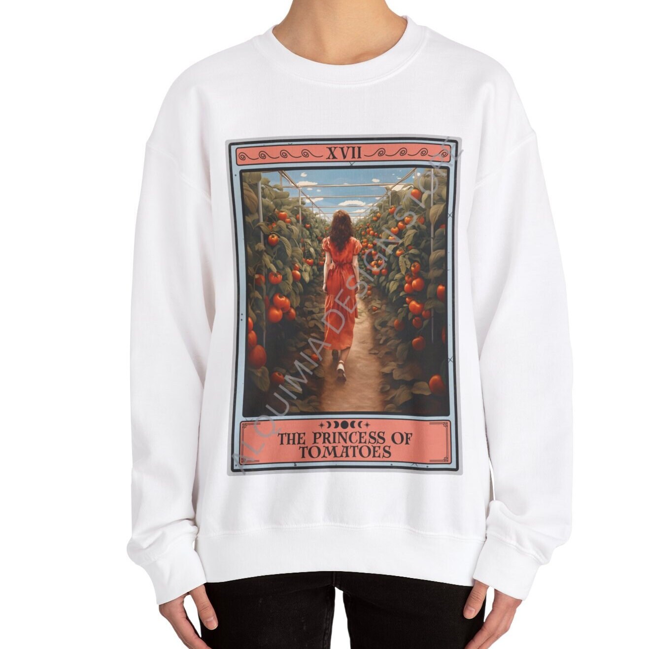 The Princess of Tomatoes Tarot Card Sweatshirt, Tomato Vegan