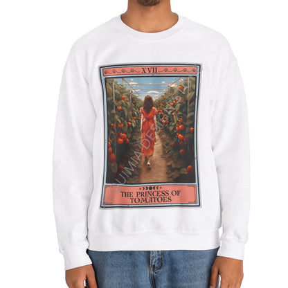 The Princess of Tomatoes Tarot Card Sweatshirt, Tomato Vegan