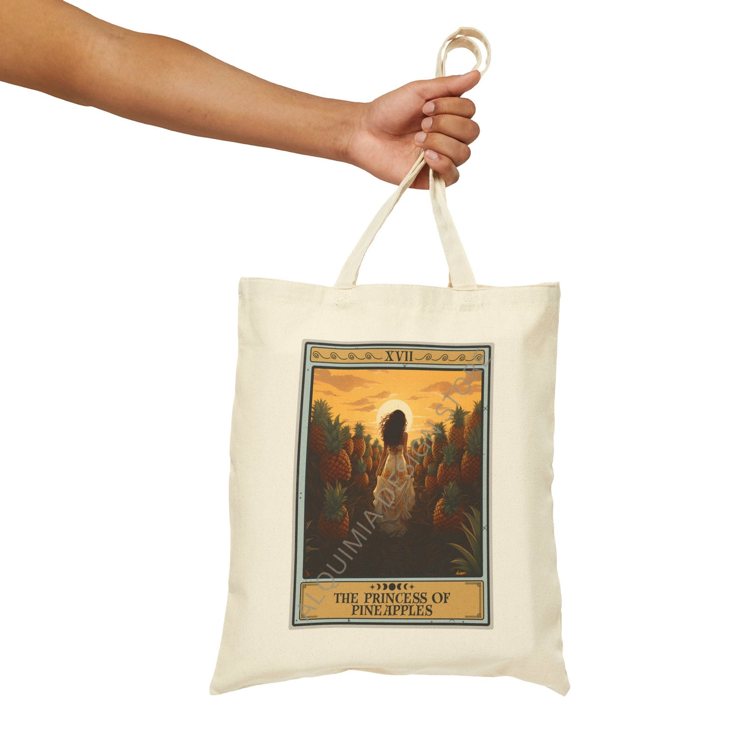 The Princess of Pineapples Tarot Card, Fruit Tote Bag 15" x 16"