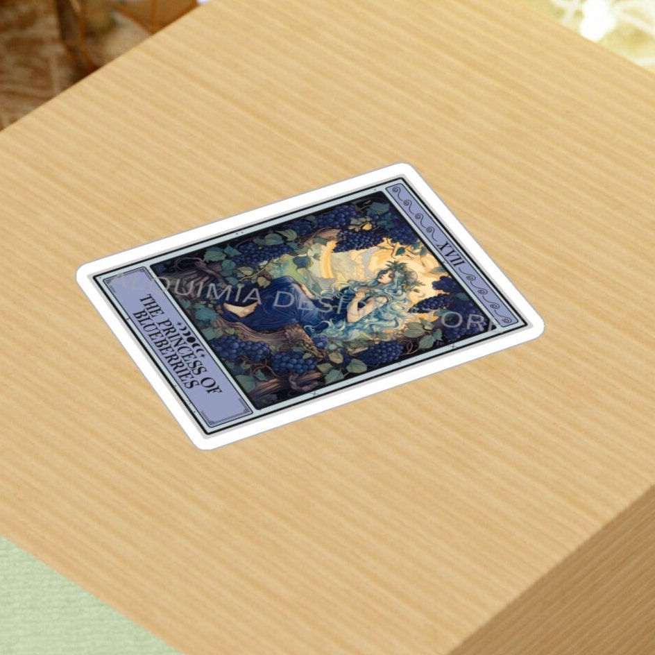 The Princess of Blueberries Tarot Card Sticker, 3" x 4"