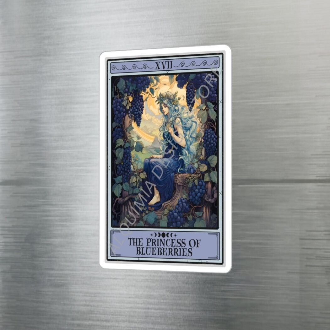 The Princess of Blueberries Tarot Card Sticker, 3" x 4"