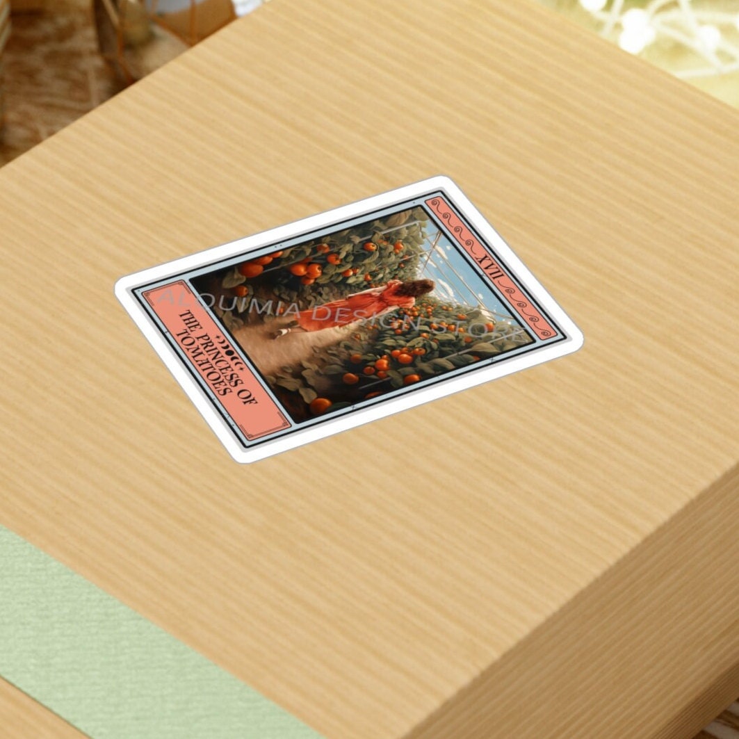 The Princess of Tomatoes Tarot Card Sticker,  Tomato 3" x 4"