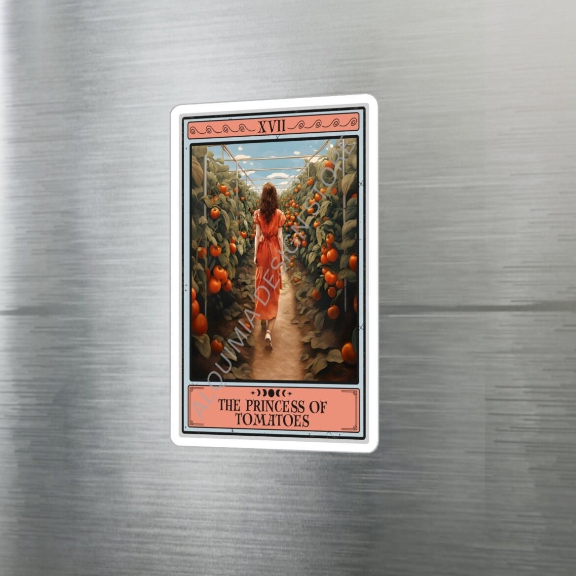 The Princess of Tomatoes Tarot Card Sticker,  Tomato 3" x 4"