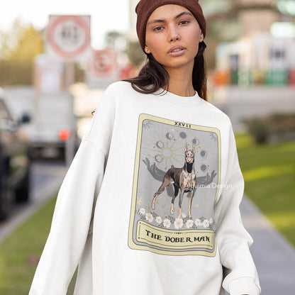 The Doberman Dog Tarot Card Sweatshirt, Red Doberman