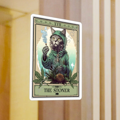 The Stoner Tarot Card Sticker 3" x 4" Cat