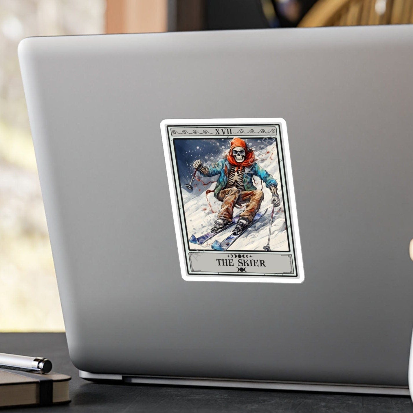 The Skier Tarot Card Sticker 3" x 4"