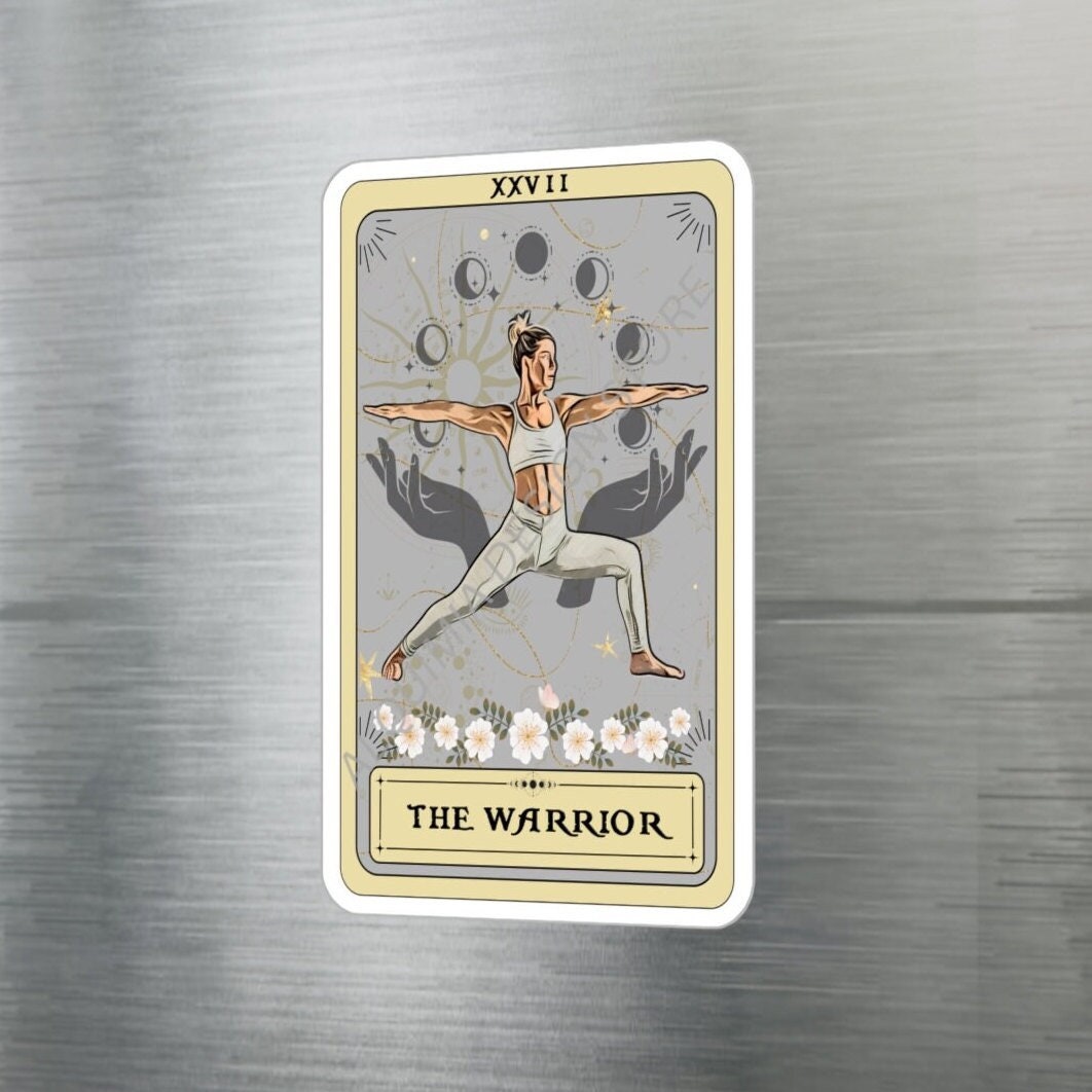 The Warrior Tarot Card Sticker 3" x 4" Yoga Pose