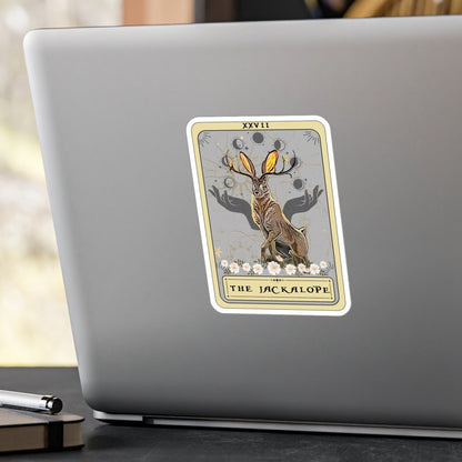 Jackalope Stickers, The Jackalope Tarot Card Sticker 3" x 4" Vinyl Sticker Waterproof UV Resistant Cryptid Laptop Sticker Cryptozoology