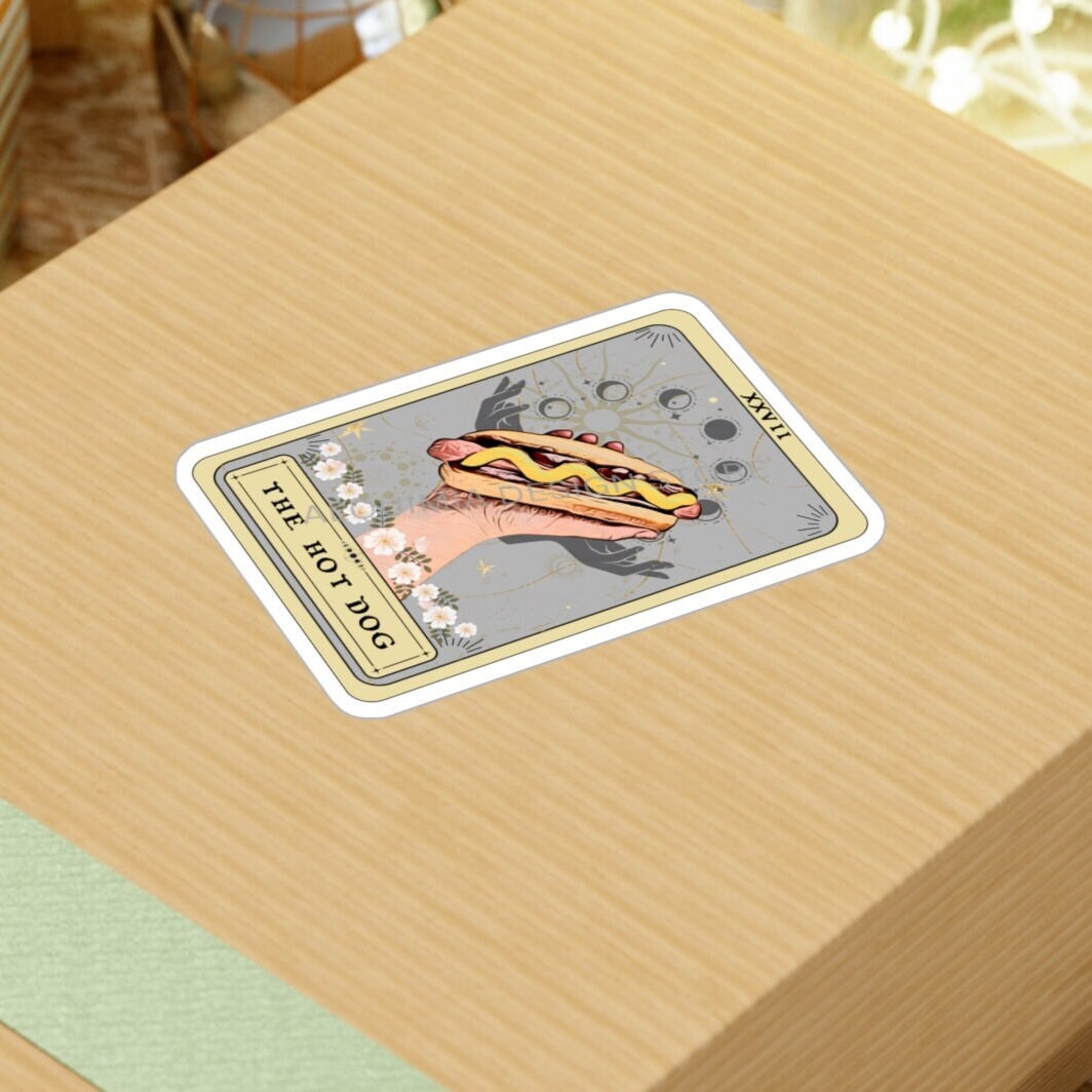 The Hot Dog Tarot Card Sticker 3" x 4"