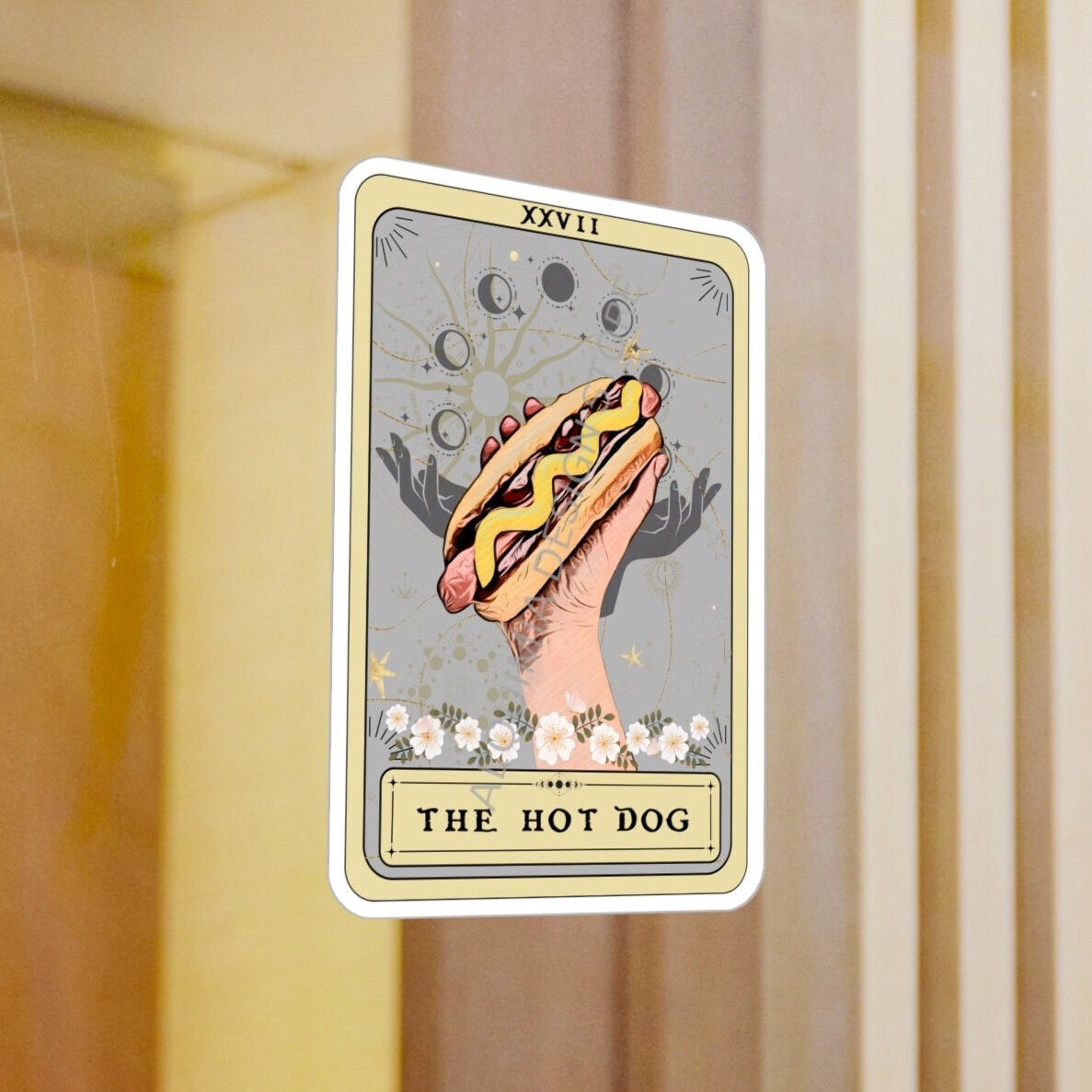 The Hot Dog Tarot Card Sticker 3" x 4"