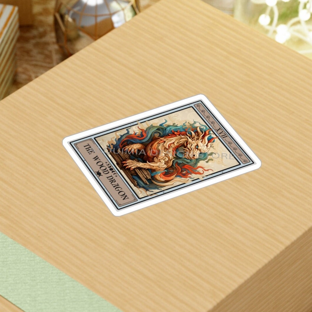 The Wood Dragon Tarot Card Sticker 3" x 4"