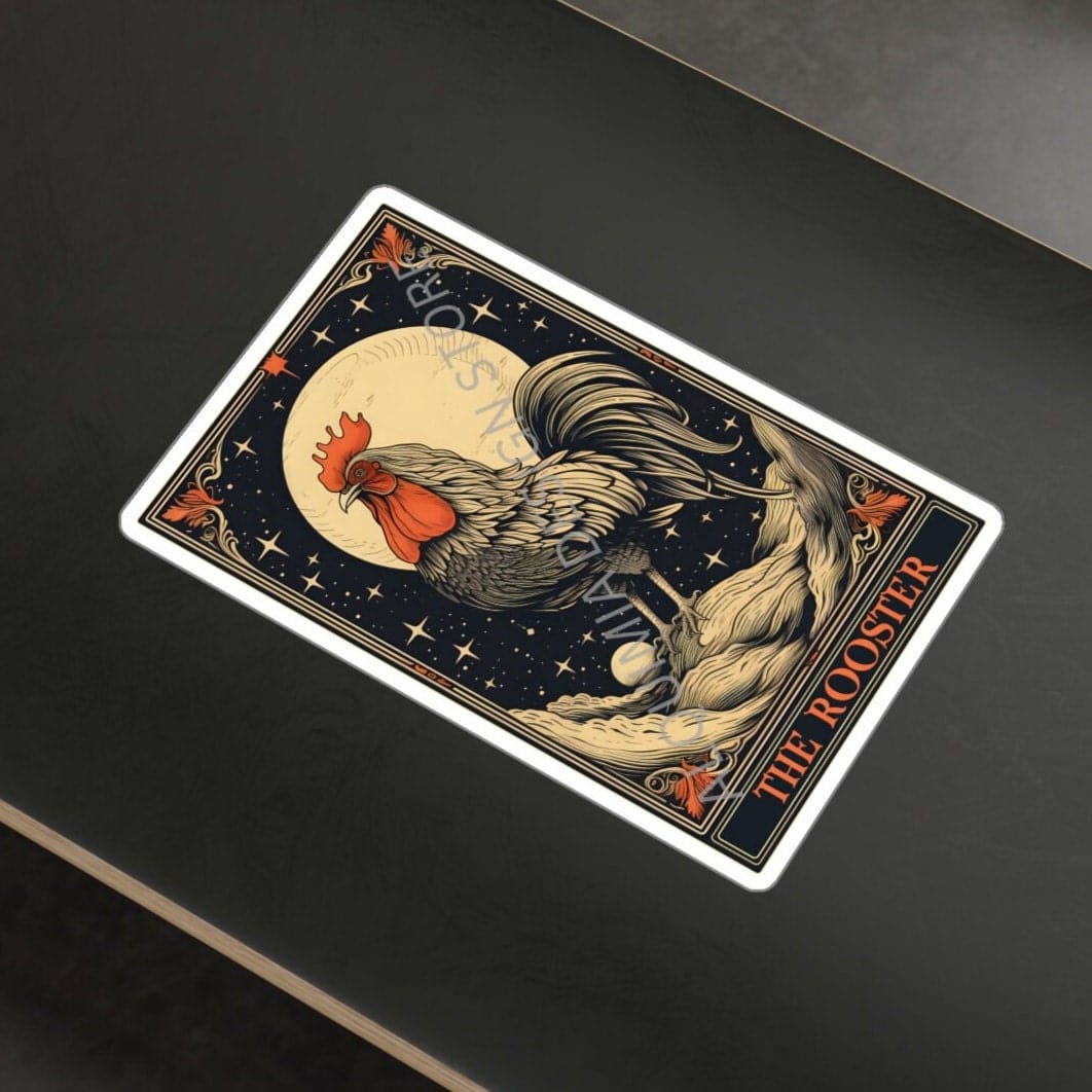 The Rooster Tarot Card Sticker 3" x 4"