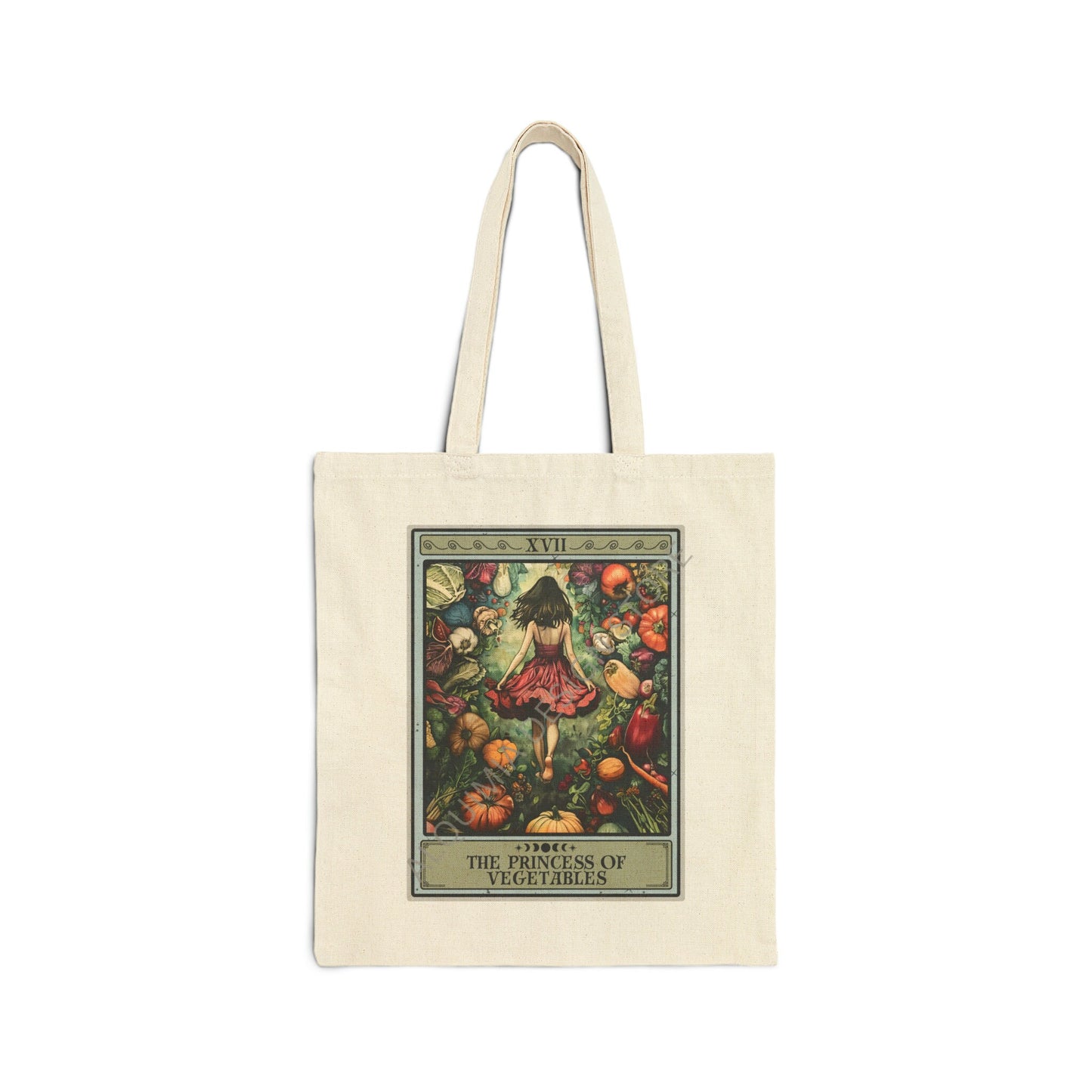 The Princess of Vegetables Tarot Card Tote Bag, 15" x 16" Vegetarian