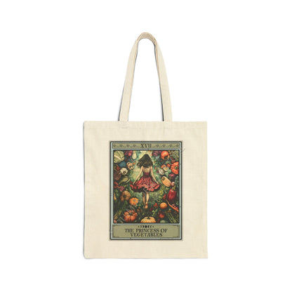 The Princess of Vegetables Tarot Card Tote Bag, 15" x 16" Vegetarian