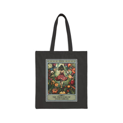 The Princess of Vegetables Tarot Card Tote Bag, 15" x 16" Vegetarian