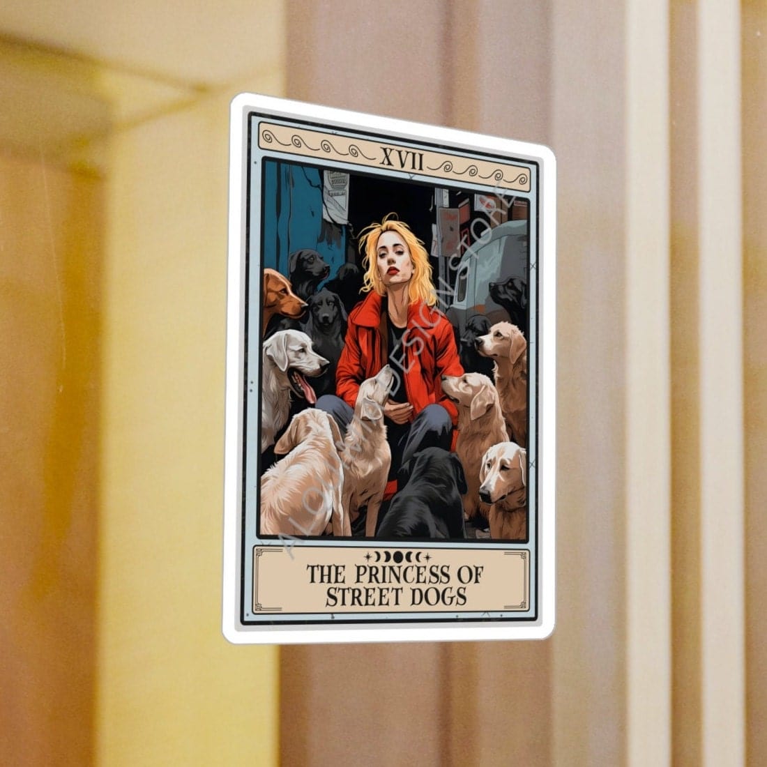 The Princess of Street Dogs Tarot Card Sticker 3" x 4"