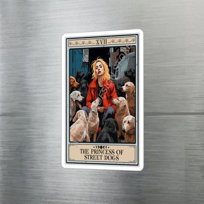 The Princess of Street Dogs Tarot Card Sticker 3" x 4"