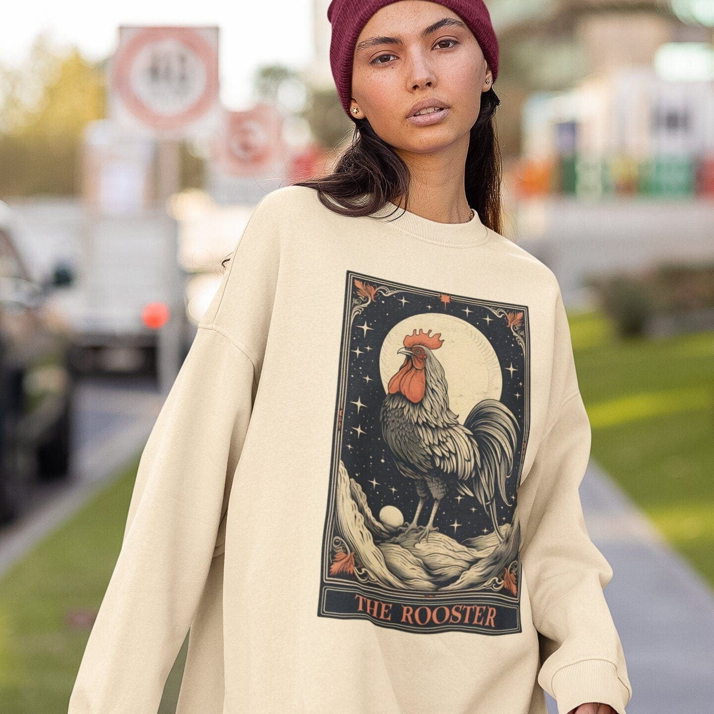 The Rooster Tarot Card Sweatshirt, Chicken Lover