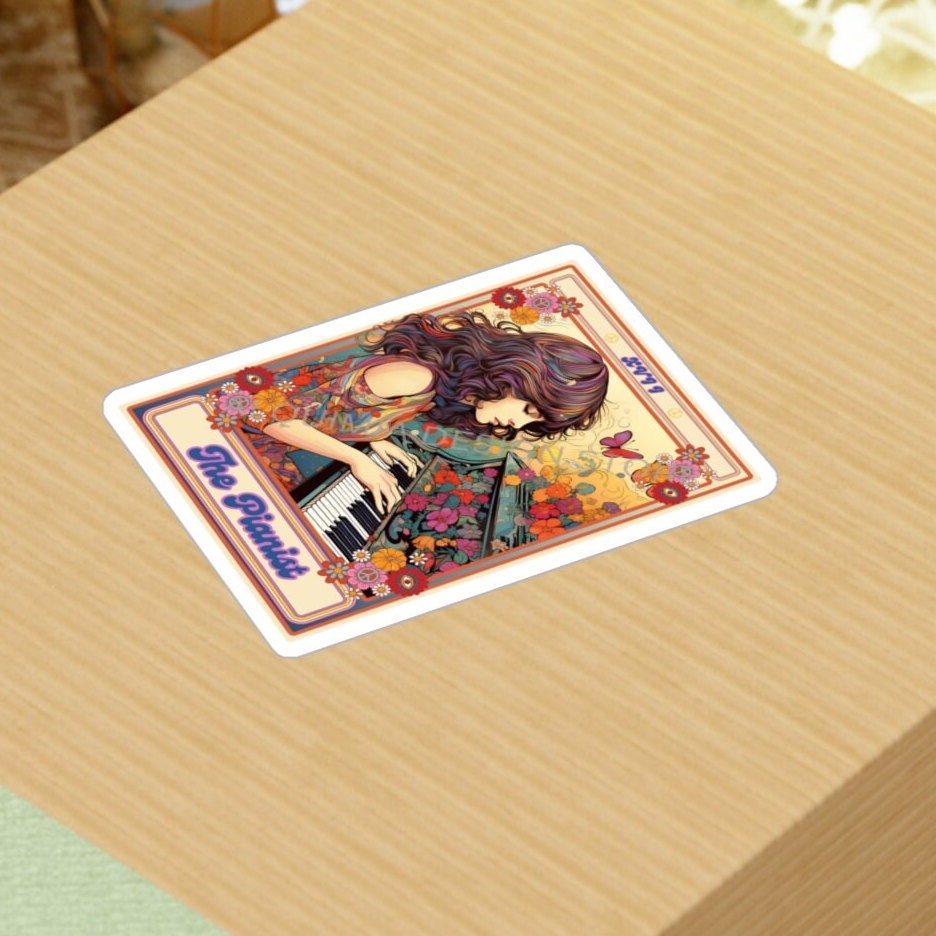 The Pianist Tarot Card Sticker, Piano Player 3" x 4"
