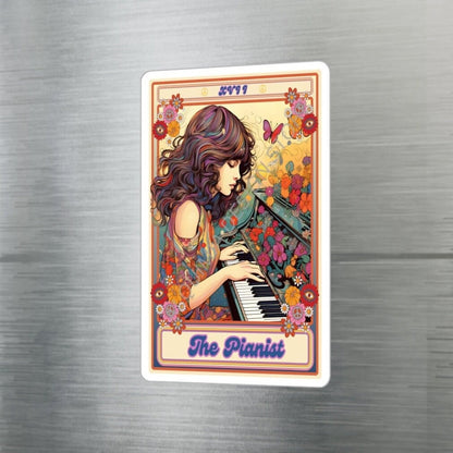 The Pianist Tarot Card Sticker, Piano Player 3" x 4"