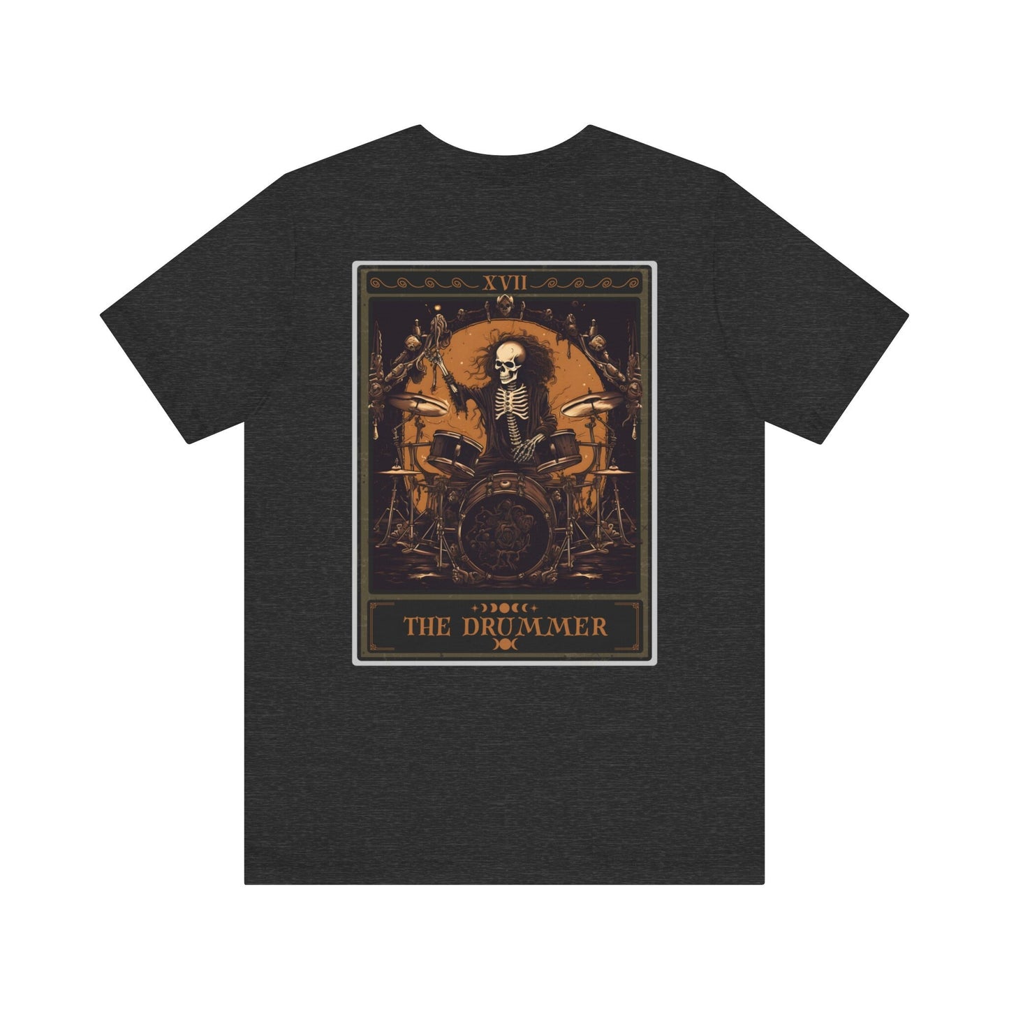 The Drummer Tarot Card Shirt, BACK PRINT Skeleton Drum Player