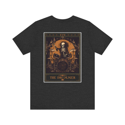 The Drummer Tarot Card Shirt, BACK PRINT Skeleton Drum Player