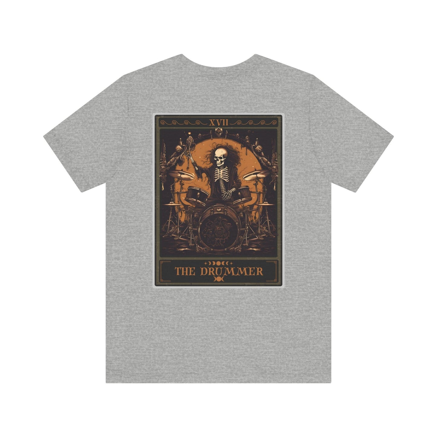 The Drummer Tarot Card Shirt, BACK PRINT Skeleton Drum Player