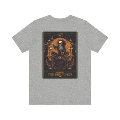 The Drummer Tarot Card Shirt, BACK PRINT Skeleton Drum Player