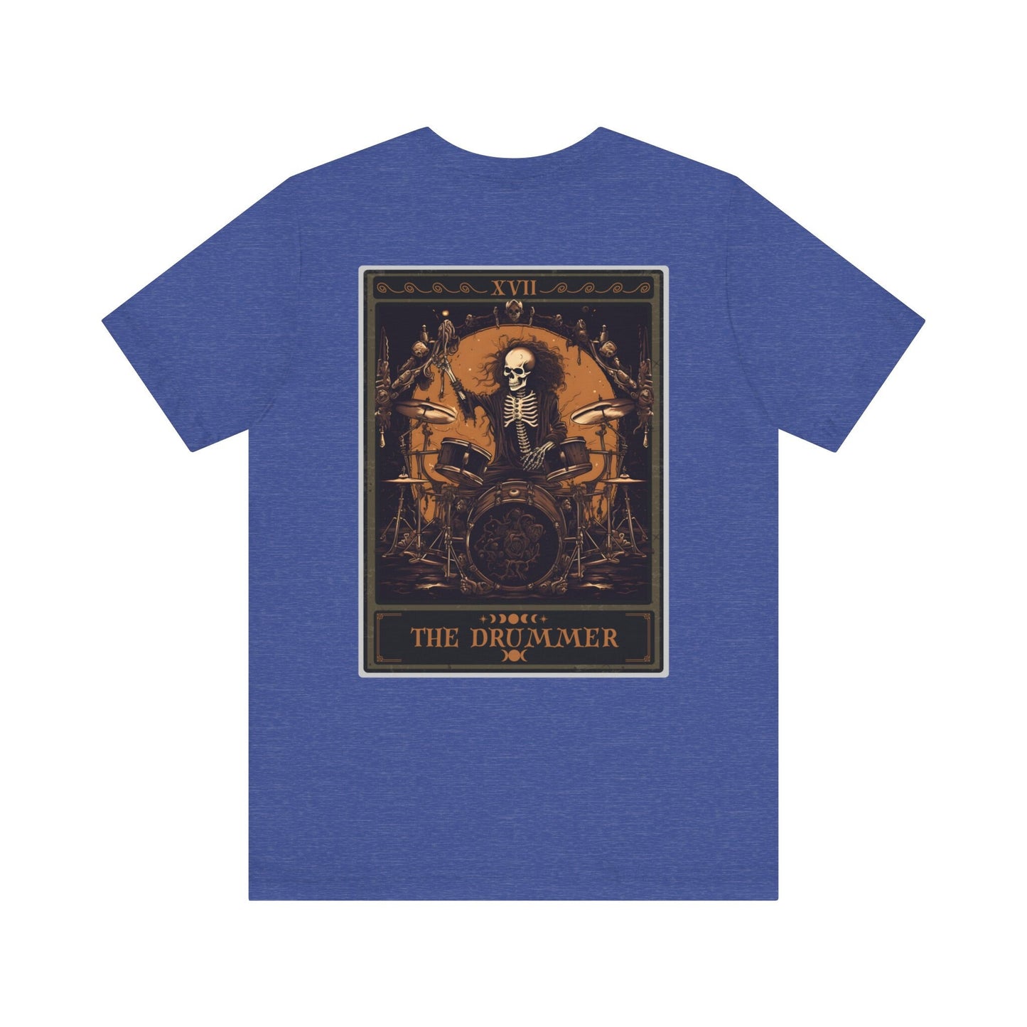 The Drummer Tarot Card Shirt, BACK PRINT Skeleton Drum Player