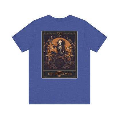 The Drummer Tarot Card Shirt, BACK PRINT Skeleton Drum Player