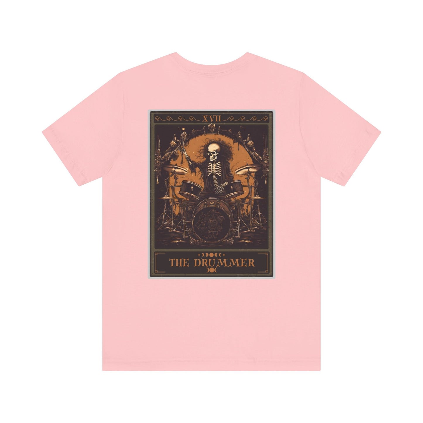 The Drummer Tarot Card Shirt, BACK PRINT Skeleton Drum Player