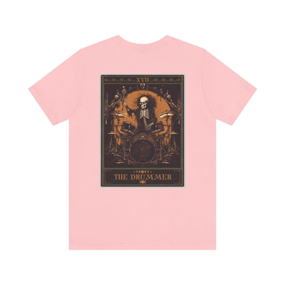 The Drummer Tarot Card Shirt, BACK PRINT Skeleton Drum Player