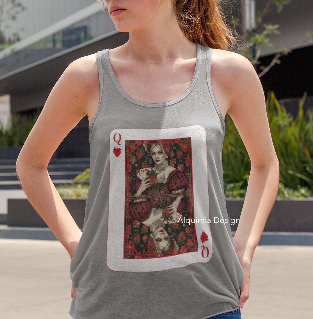 Queen of Strawberries Poker Card Tank Top, Strawberry