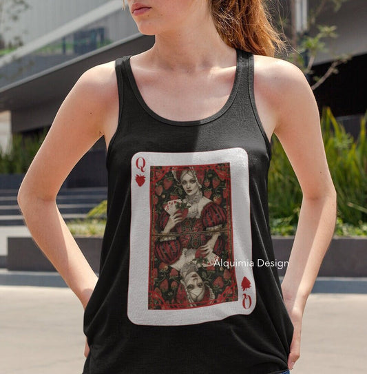 Queen of Strawberries Poker Card Tank Top, Strawberry