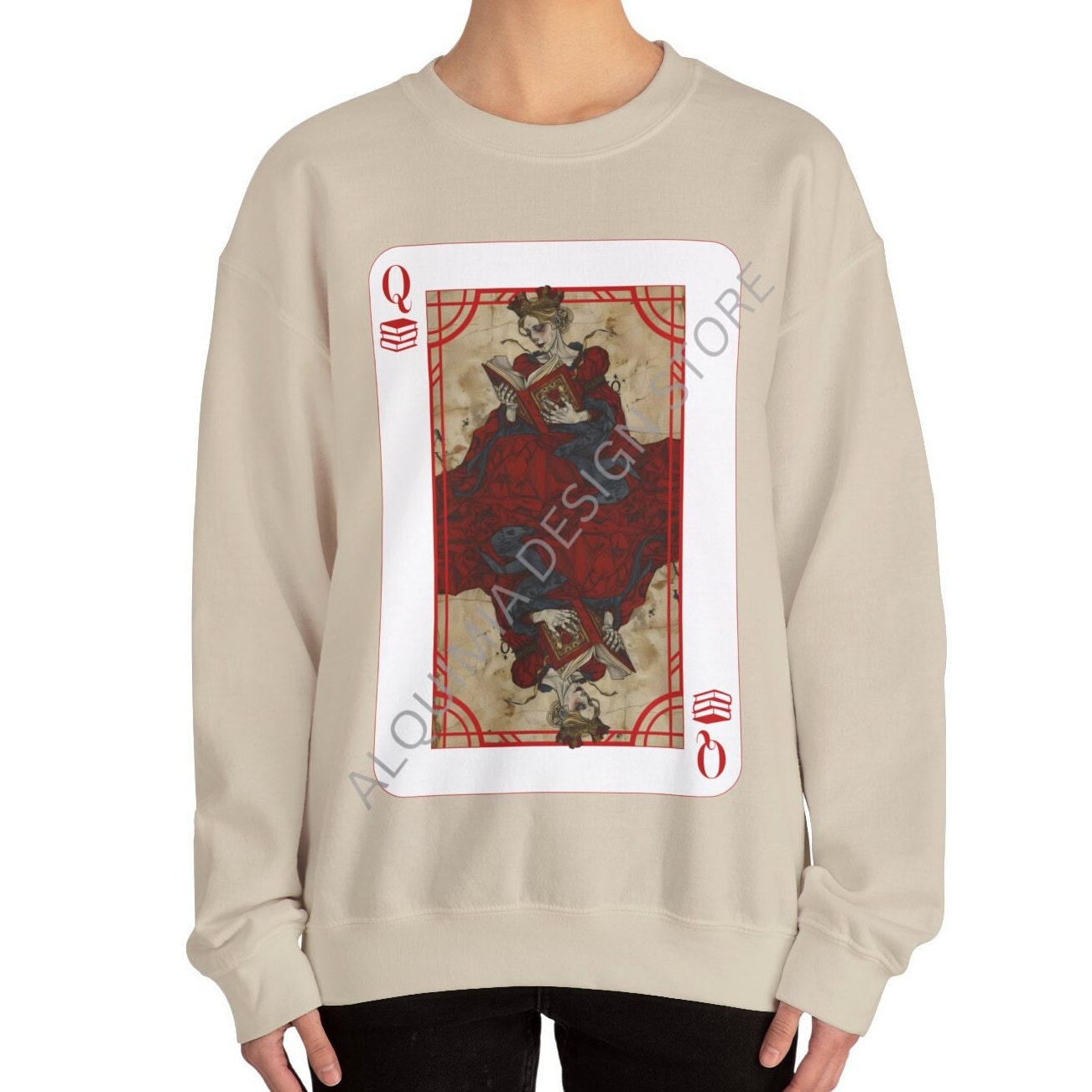 Queen on Reading Poker Card Sweatshirt, Reader Book Lover