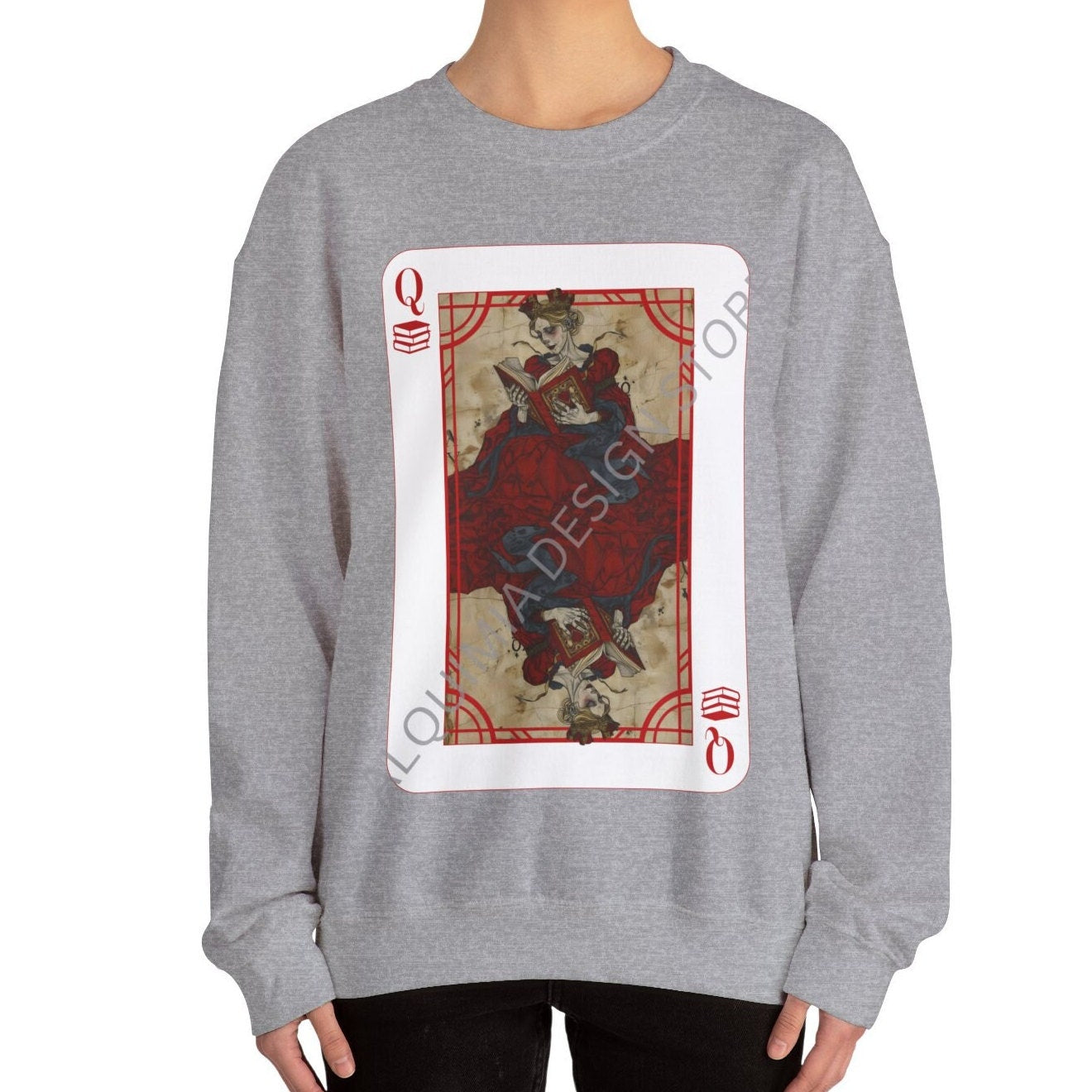 Queen on Reading Poker Card Sweatshirt, Reader Book Lover