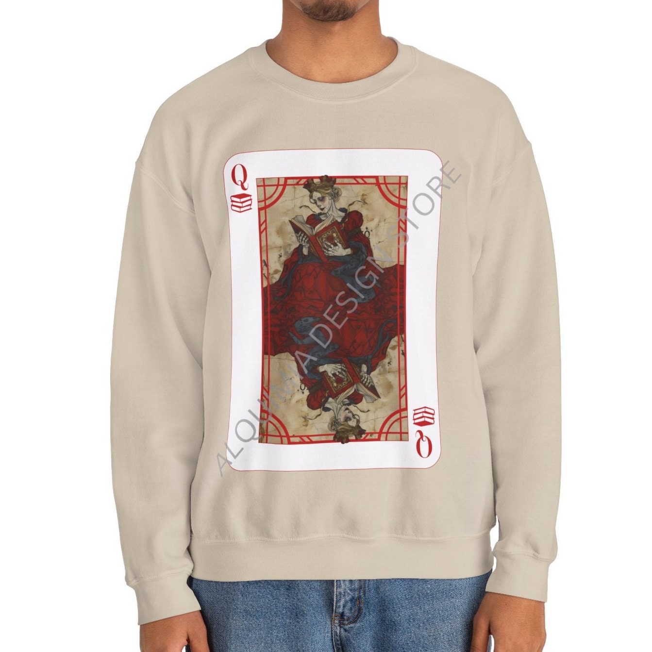 Queen on Reading Poker Card Sweatshirt, Reader Book Lover