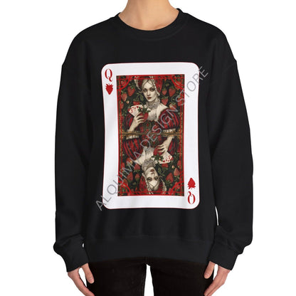 Queen on Strawberries Poker Card Sweatshirt, Strawberry Lover