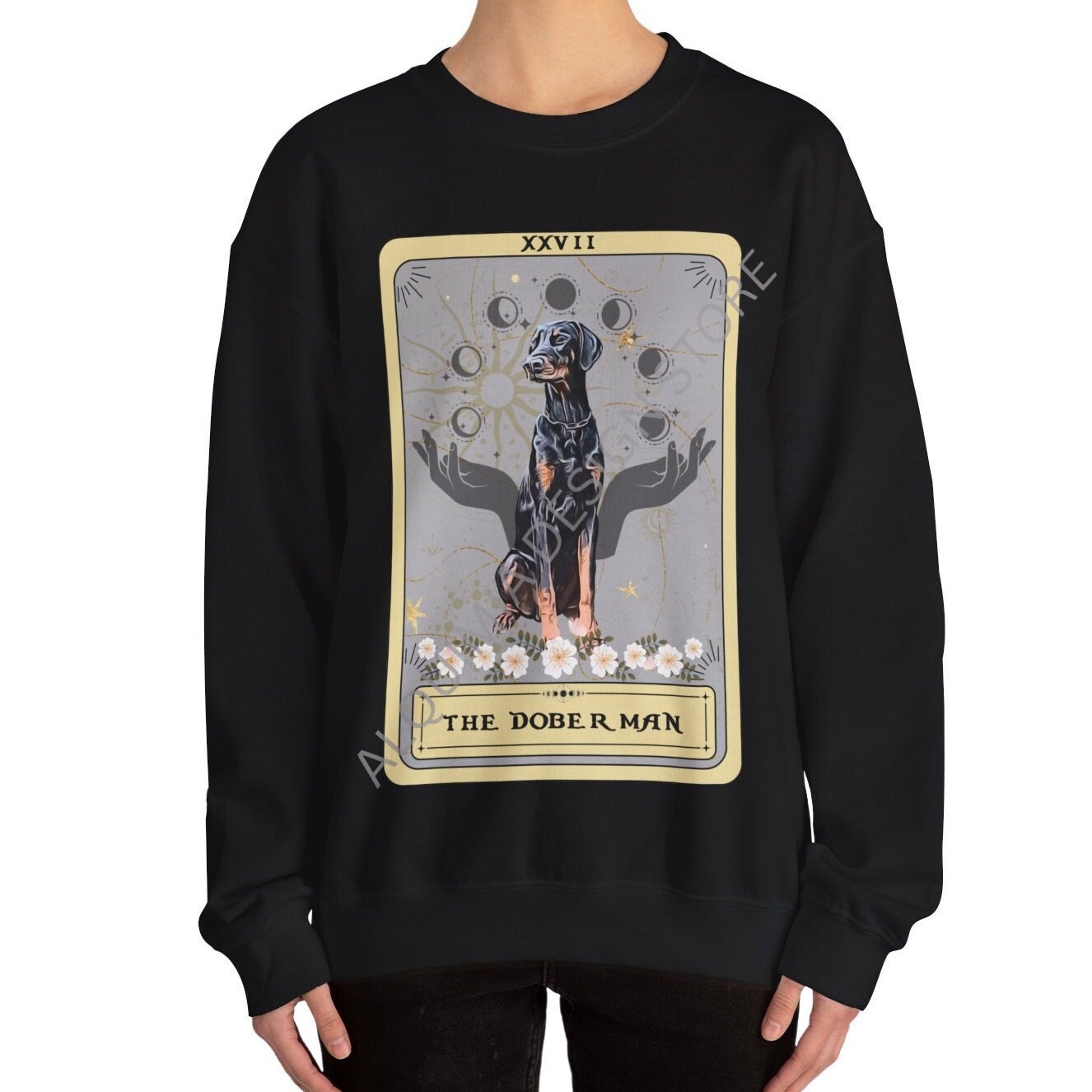 The Doberman Dog Tarot Card Sweatshirt, Natural Doberman