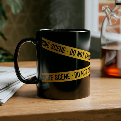 True Crime Junkie Black Mug (11oz, 15oz) Crime Scene Tape