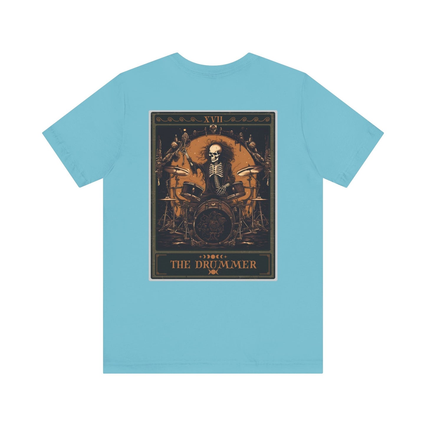 The Drummer Tarot Card Shirt, BACK PRINT Skeleton Drum Player