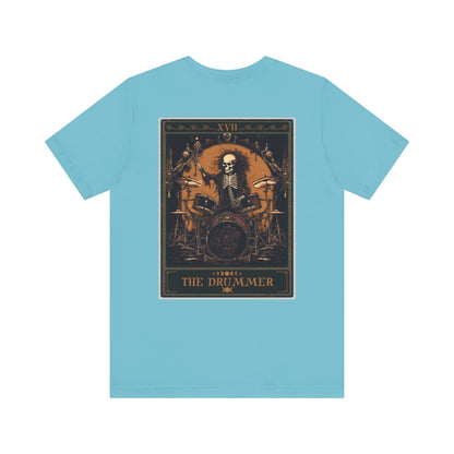 The Drummer Tarot Card Shirt, BACK PRINT Skeleton Drum Player
