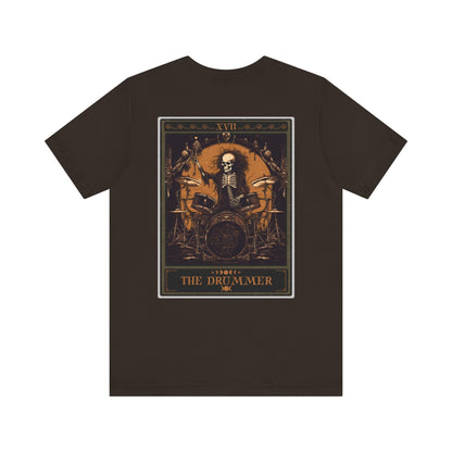 The Drummer Tarot Card Shirt, BACK PRINT Skeleton Drum Player