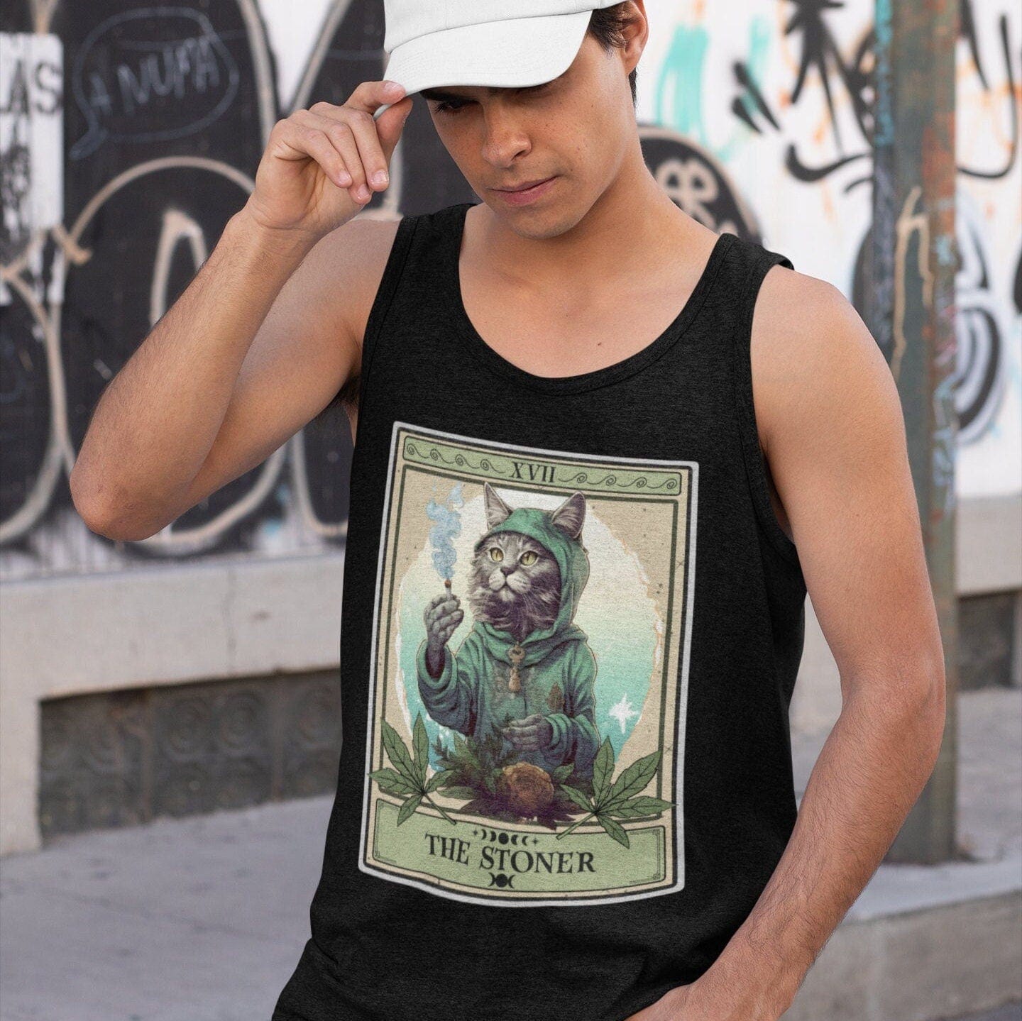 The Stoner Tarot Card Tank Top, Cat